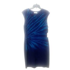 Calvin Klein Tie Dye Cap Sleeve Knit Fitted Dress‎ NWT sz L
